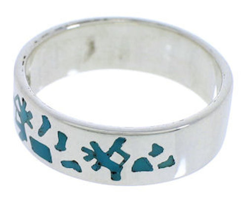 Turquoise Sterling Silver Kokopelli Ring Band Size 5-1/4 UX32635